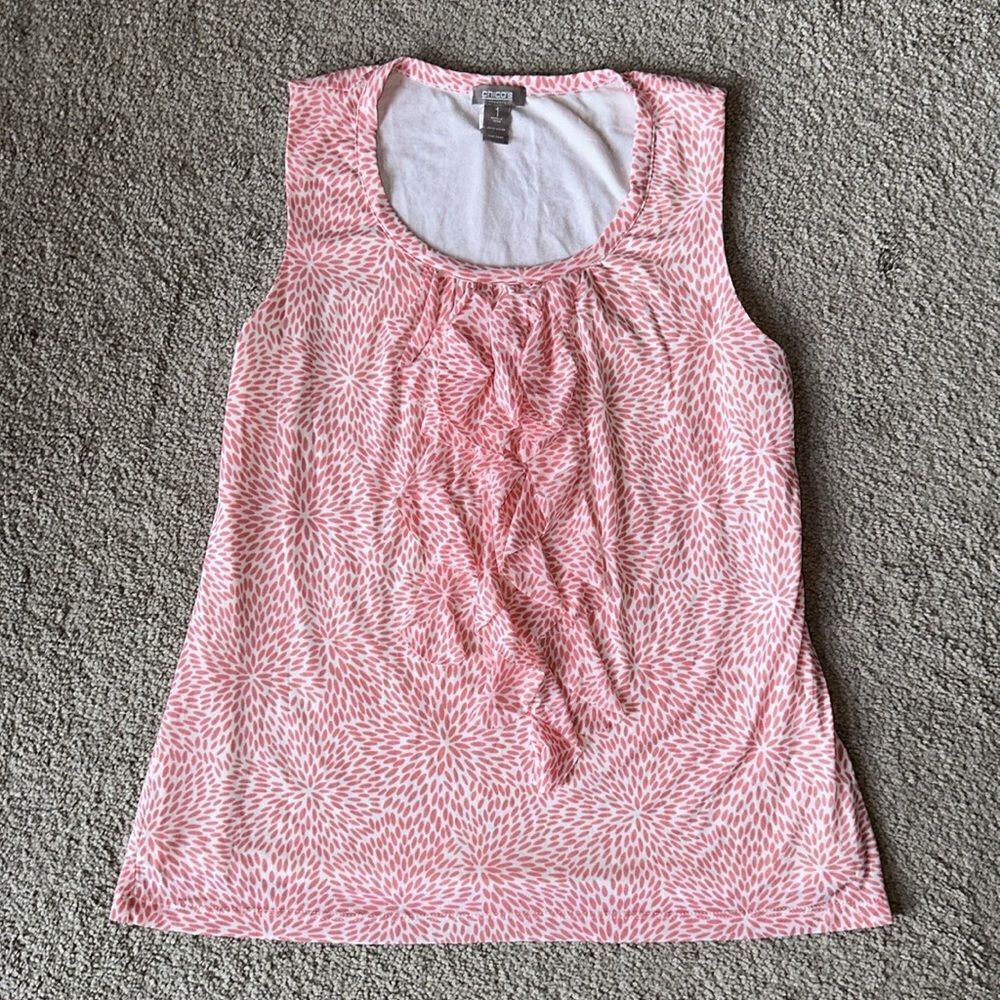 Chicos Sleeveless Ruffle Front Shell Blouse! - Picture 6 of 8
